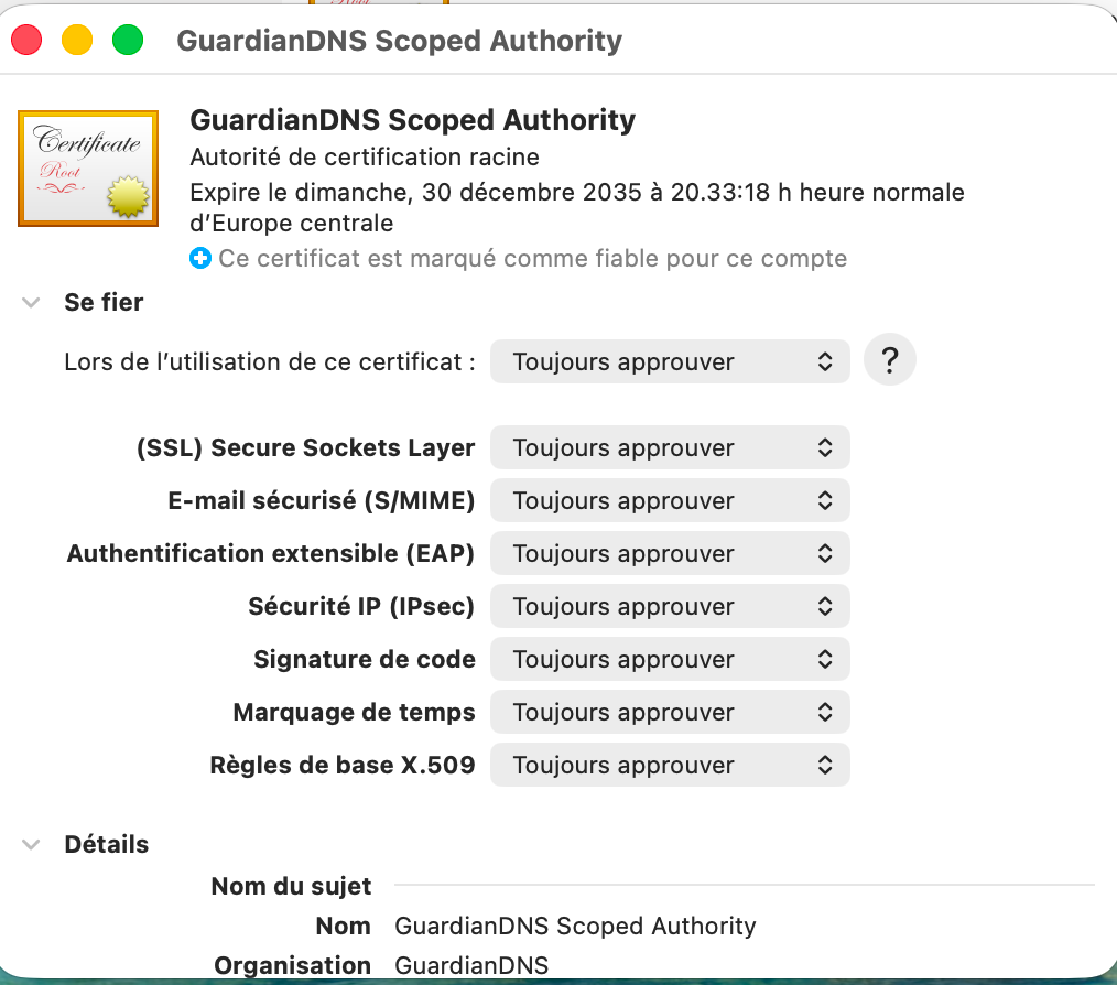 Keychain Access Trust Settings